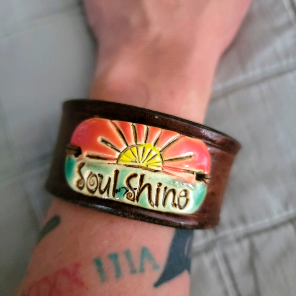Leather SoulShine Cuff Bracelet